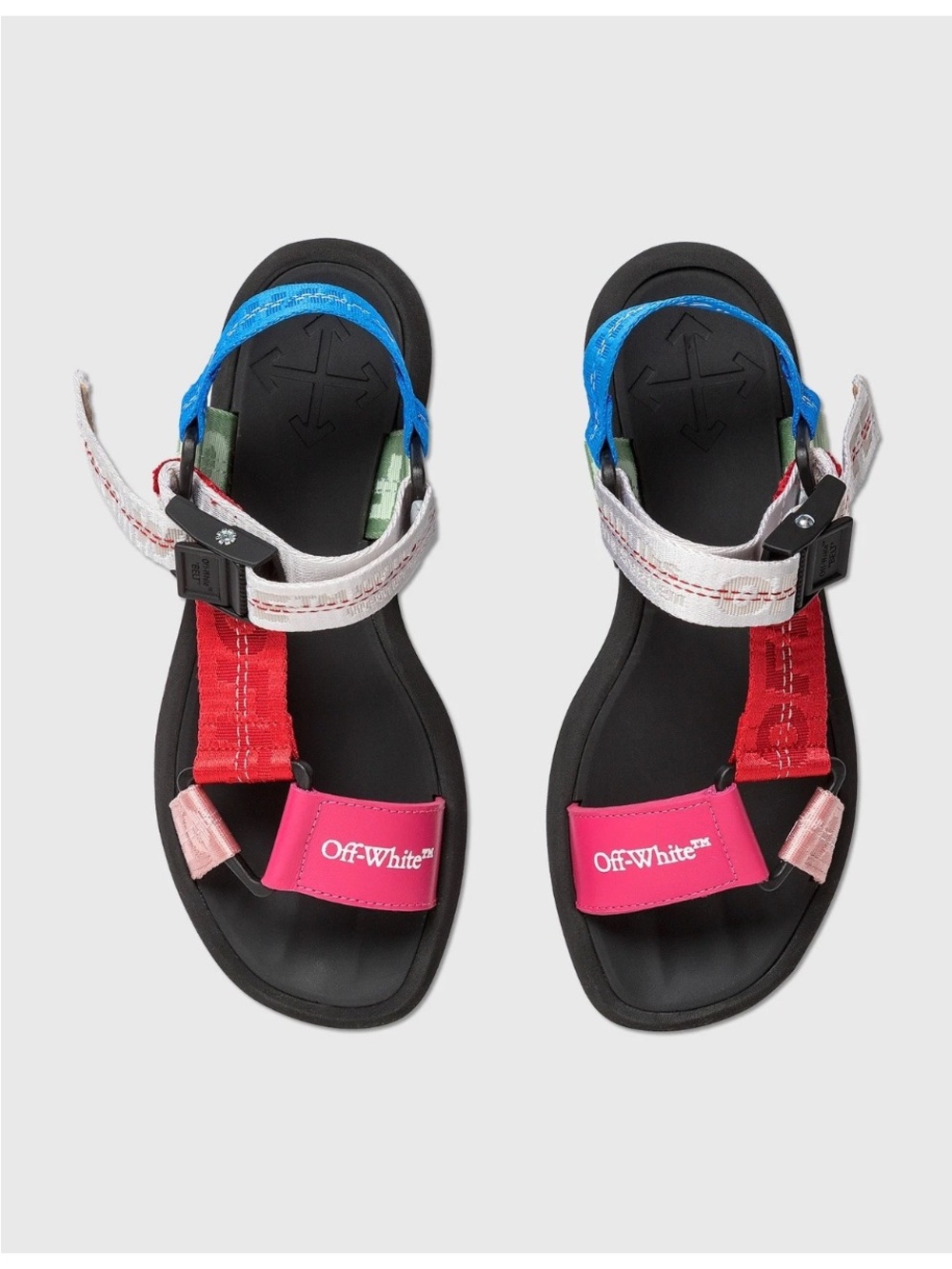 Off-White Treck Multicolor Adjustable Strap Logo Sandals Unisex Size 45